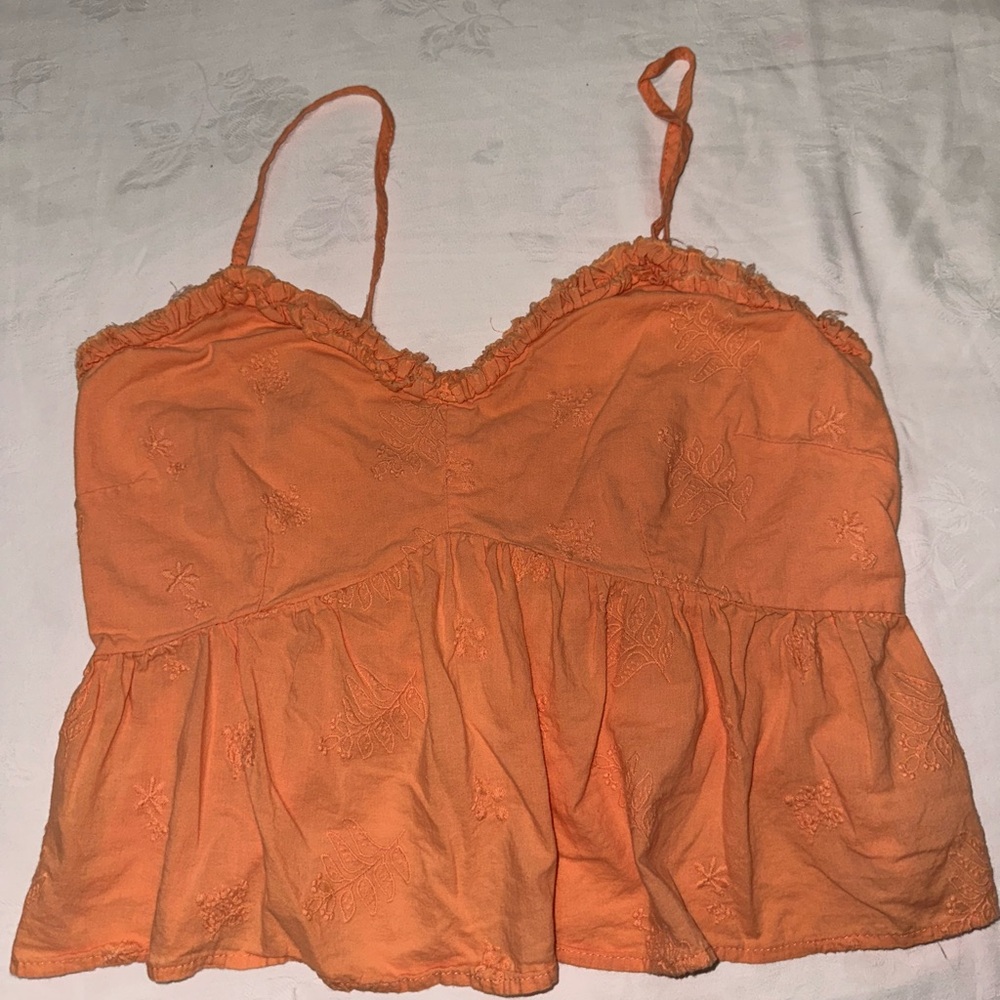 Orange Embroidered Women's Top